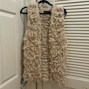 Cream Textured Cardigan Sweater